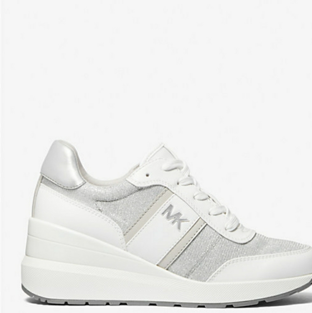 Michael Kors Women's White and Silver Sneakers - Picture 2 of 3